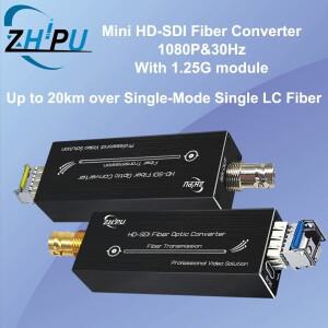 미니 소형 HD-SDI 광섬유 변환기확장기 1080P30Hz 단일 모드 LC 통해 MAX 20km 비압축 방송 레벨 SDI