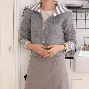 여자 부클니트 단가라 세라카라 투웨이 집업 가디건