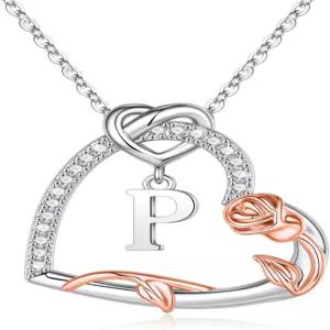 여성을 위한 이필 크리스마스 선물 - 925 스털링 실버 하트 이니셜 목걸이 기념일 생일 아내 여자친구 엄마