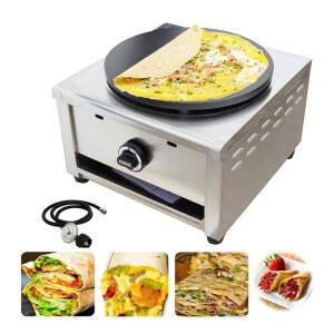 인트바이딩 15.75인치 크레페 메이커, 상업용 팬케이크 메이커 머신, 논스틱 싱글 핫플레이트 팬, 2800Pa LP , 로티 토르티야 크리스피 베이컨용 저압 밸브 포함