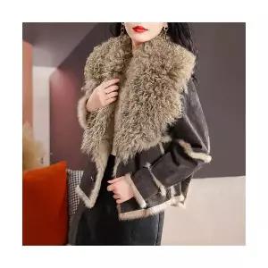 여성 여자코트 일체 밍크코트 퍼 코트 쇼트 울카라 토끼털 라이더 KS4
