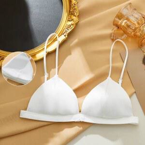 여성 삼각형 커버 스트랩 여름 작은 속옷 버클 플랫 가슴 얇은
