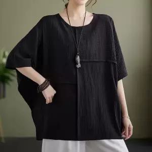 [하프클럽/알티피아]F007312_지지미린넨 가오리핏 블라우스 반팔티