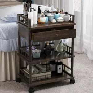 원목 트롤리 미용웨건  선반 이동식카트  미용 웨건 카트 트레이 바퀴