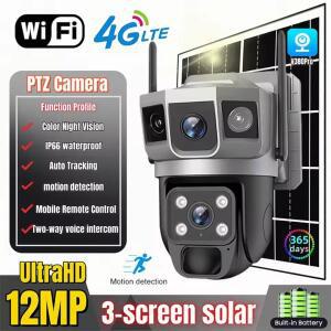 V380Pro 태양열 카메라 4G Sim 카드 카메라 트리플 스크린 WiFi 네트워크 보안 CCTV 내장 배터리 PIR 야간