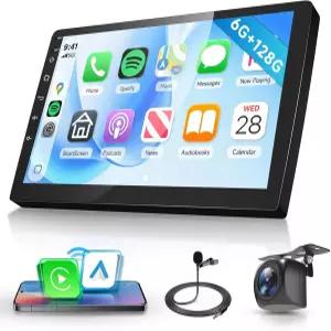 호오지 [6G+128G] 카 스테레오 더블 딘 9인치 IPS 터치 스크린 무선 카플레이 및 안드로이드 오토 8코어