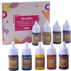 유리크 수성 안료 0.34온스/10ml x 9 세트 에코 레진 주조 분말 석고 제스모나이트 활기찬 공예용 오래