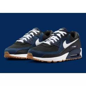 나이키 에어 맥스 90 미드나이트 네이비 검은 고무 남성용 블루 스포츠 스니커즈 FB965