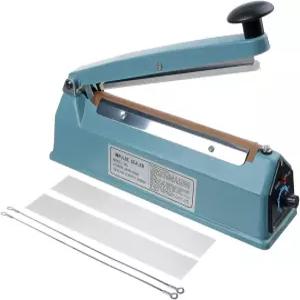 8인치(200mm) 임펄스 실러 업그레이드 두꺼운 철 케이스 - 수동 폴리백 열 밀봉 기계 클로저 키트(타이머