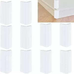 10PCS 베이스보드 코너 블록 벽 베이스 몰딩 트림 유연한 자가 접착 필 및 스틱 프로텍터 커버 흰색
