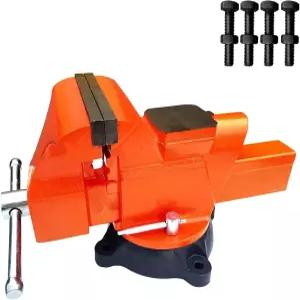 PPUMP 벤치 바이스 6인치 턱 너비 5.5인치 개방 홈 - 360° 회전 베이스로 안전한 그립 베이스 헤비 듀티