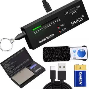 HMKIS 다이아몬드 테스터 + 200g /0.01g 주얼리 스케일 30X 60X 90X 루페 USB 및 9V 배터리로 구동