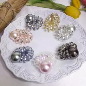 왕진주 머리끈 자국없는 스프링 머리고무줄 전화선 팔찌