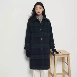 [백화점 정품] 빈폴 레이디스 발마칸 체크 롱 코트 네이비 BF5Y30C16R