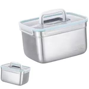 뮤 1P 냉장고용통 레스 직사각 손잡이 밀폐용기 3호 7400ml 대형 대용량스텐김치통