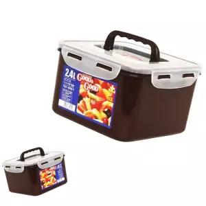 뮤 1P 밀폐용기 손잡이 직사각 쵸코 플라스틱 대형김치통 2.4L 대용량