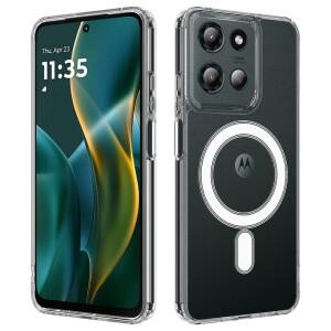 [호환품]모토로라 MOTO G 스타일러스 5G 2025 케이스 ELVEV 마그네틱 지문방지 크리스탈 하드 PC TPU 투명