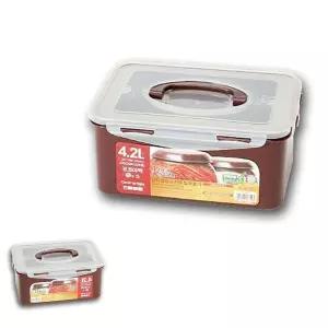 유바라 찬기 보관 냉장고 스텐 김치통밀폐용기 누름판 스테인레스반찬통 4.2L