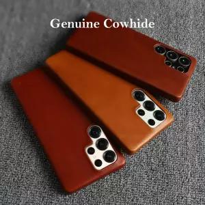 레트로 천연 가죽 마그네틱 폰 케이스 삼성 호환 갤럭시 S25 엣지 S24 S23 S22 S21 FE 노트 20 울트라용 백