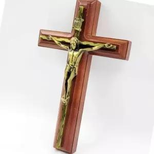 원목 예수님 십자가 탁상 장식 가정 인테리어 소품 황동 장식물 (WFJ5T0Q)