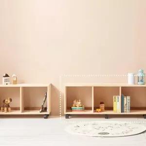 책장선반 슬림책장 서재장 1단 3칸 삼나무 바퀴형 LY556