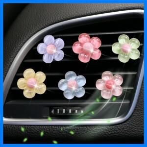 6개입 귀여운 꽃 아로마테라피 차량용 에어 아울렛 장식 향수 클립 공기 청정기 컬러풀 플로라 데코 자동차