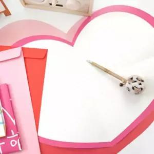 하트 모양 편지지 사랑의 편지 카드 곰신 노트 친필 (WFJ5U55)