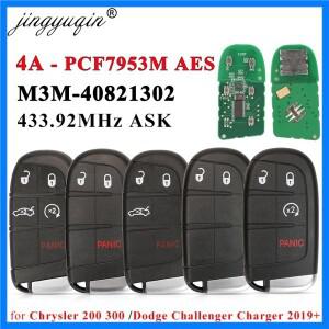 Jingyuqin 스마트 원격 자동차 키 433MHz 4A PCF7953M AES 칩 크라이슬러 200 300 닷지 충전기 챌린저 2019