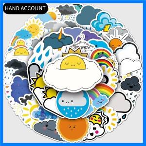 일기 예보 시리즈 만화 귀여운 방수 스티커 스케이트보드 스노우보드 레트로 비닐 홈 데칼 스티커 50 개