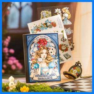 JIANQI 18 시트 PET 다이 컷 스티커 책 동화 테마 장식 수제 Scrapbooking 재료 일기 앨범 공예 용품