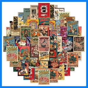 10/30/60PCS 레트로 아메리칸 스타일 빈티지 포스터 만화 스티커 DIY 노트북 수하물 스케이트 보드 낙서 데