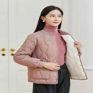 가을 겨울 여성용 얇은 면 누빔 보온 이너웨어 숏 코튼 재킷