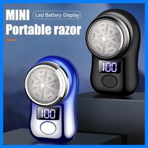 남성용 USB 충전식 휴대용 전기 면도기 LED 배터리 디스플레이 방수 미니 여행 회전 면도기