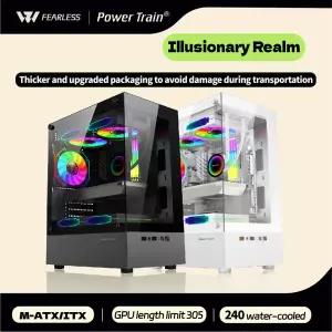 파워 트레인 Illusionary Realm 컴퓨터 케이스 M-ATX ITX Seaview 룸 측면 투명 데스크탑 섀시 240 워터 쿨