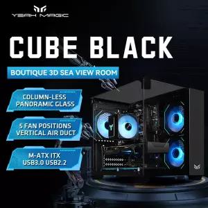 Yeah Magic 매직 큐브 PC 케이스 게임 MATX 데스크탑 컴퓨터 섀시 Seaview 룸 케이스 곡선 유리 240 수냉