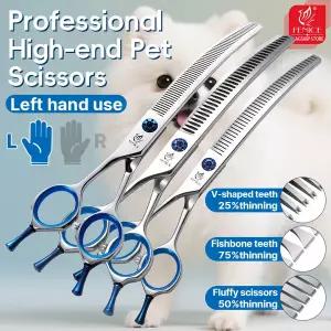 애견미용가위 커브 페니체 JP440C 가용 7/7.5/8인치 왼손잡이용 애견 미용 곡선형 플러피 숱가위 스트레이
