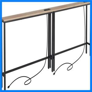 북유럽 스타일 2인용 좁은 콘솔 소파 테이블 (전원 콘센트 포함) 긴 소파 5.9인치 D x 39.4인치 W x 31.1인