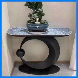 이탈리아 벽 슬레이트 콘솔 테이블 럭셔리 반원형 다리미 아트 테이블 거실 크리에이티브 좁은 캐비닛 현대