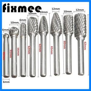 8개입 6mm-12mm ACDF 초경 로터리 파일 세트 더블컷 로터리 버 6mm 샹크 금속 밀링용 조각 밀링 커터