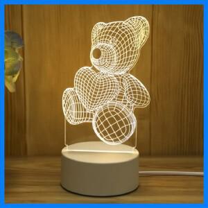 3D 크리에이티브 곰 램프 아크릴 USB LED 야간 조명 램프 홈 침실 크리스마스 장식 생일 장식 결혼 선물