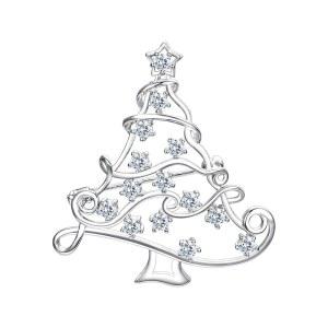 여성용 플라이원스 크리스마스 브로치, 반짝이는 라인스톤 크리스탈 트리 라펠 핀 브로치 홀리데이 및 선물 새해 파티 생일 모자 가방 드레스 액세서리