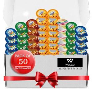 커피 크리머 싱글 버라이어티 팩 u2013 50 카운트 5가지 맛: 하프 앤 하프, 헤이즐넛, 프렌치 바닐라, 카라멜, 리쉬 크림 비냉장 미니 가정, 사무실, 바, 선물용