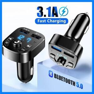 3.1A FM 송신기 무선 블루투스 5.0 자동차 MP3 플레이어 자동차 소음 감소 오디오 수신기의 듀얼 USB 고속