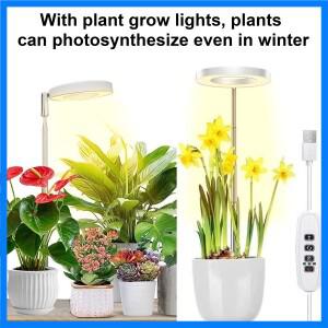 성장등 풀 스펙트럼 LED 실내 재배등 높이 각도 조절 가능 링 성장등 타이머 높이 조절 가능 USB 전원