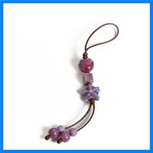 수제 보라색 스타 고양이 발톱 세라믹 참 키 체인 독특한 가방 펜던트 Boho 선물 S02-023