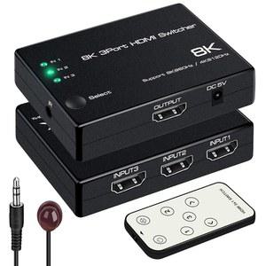 [미국배송] 8K@60HZ HDMI 2.1 스위치 3 IN 1 OUT NEWCARE 4K@120HZ 스위처 포트 XBOX용 IR 리모컨이 있는 8K 오토 3X1 셀렉터 PS5 PS4 UHD TV 48GBPS HDCP 2.3 HDR 10+ 1080P@240HZ 지원