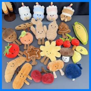 뉴 브레드 스토리 플러시 토이 키체인 가방 펜던트 모형 채소 음식 미니 펜던트 귀여운 스타일 생일 여행