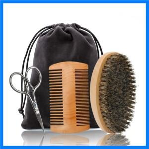 남자 면도 브러쉬 세트 멧돼지 강모 휴대용 이발사 천연 수염 브러쉬 얼굴 청소 스타일링 도구 도매