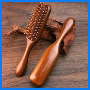 1Pc 천연 나무 빗 자오선 마사지 정전기 방지 No-snags 여자를위한 넓은 치아 빗 소녀 스트레이트 곱슬 머