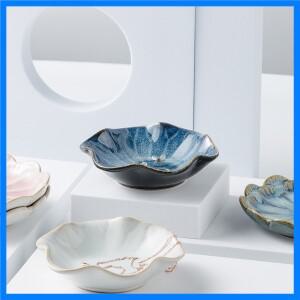 우아한 연잎 패턴 튼튼한 세라믹 장신구 접시 액세서리 반지 목걸이 및 팔찌 열쇠 보관을위한 보석 디스플